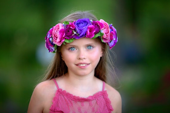 Pink and Purple Flower Crown, Floral Crown, Fairy Crown, Floral Headpiece, Flower Girl Headpiece, Festival Crown, Peony Crown