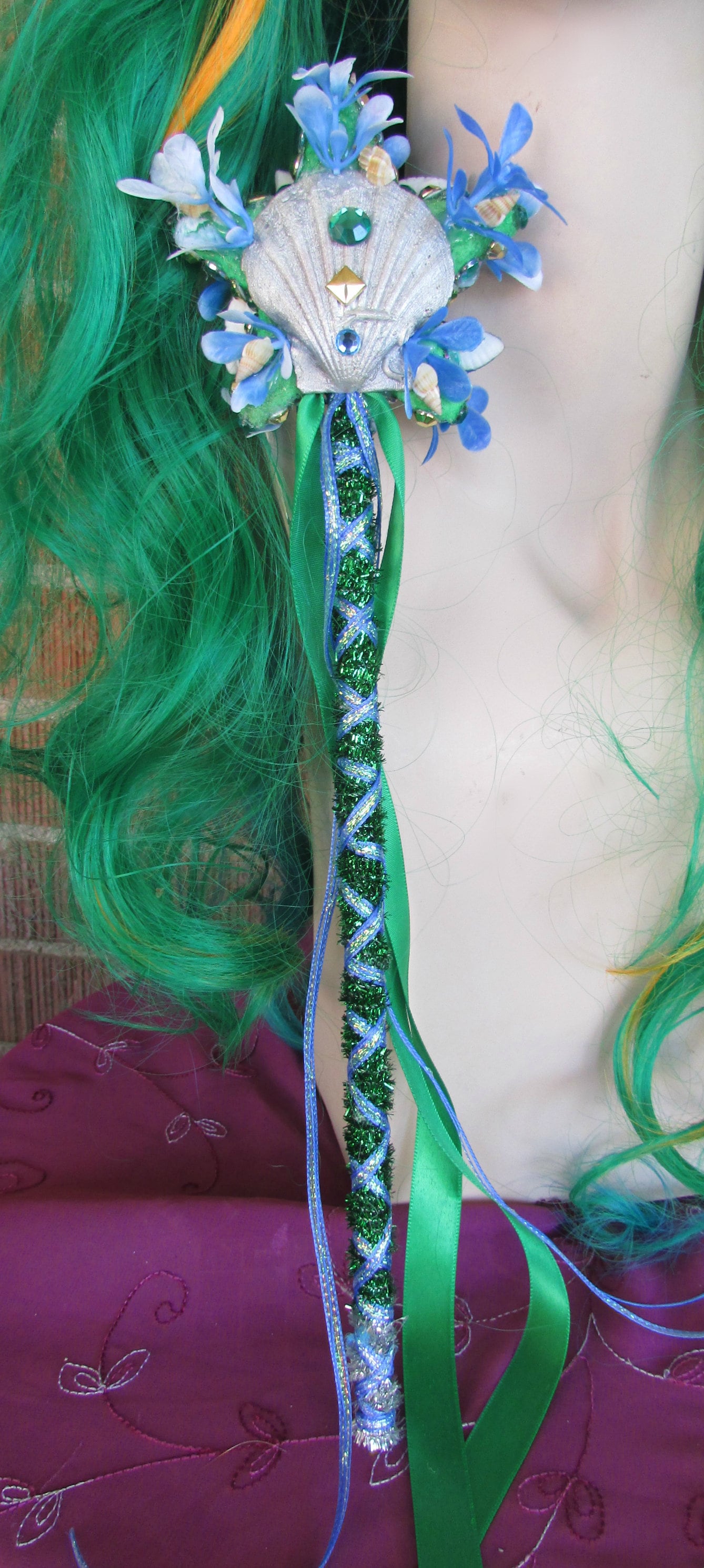 Mermaid Wand, Mermaid Staff, Turtle Wand, Mermaid Accessory, Shell Wand