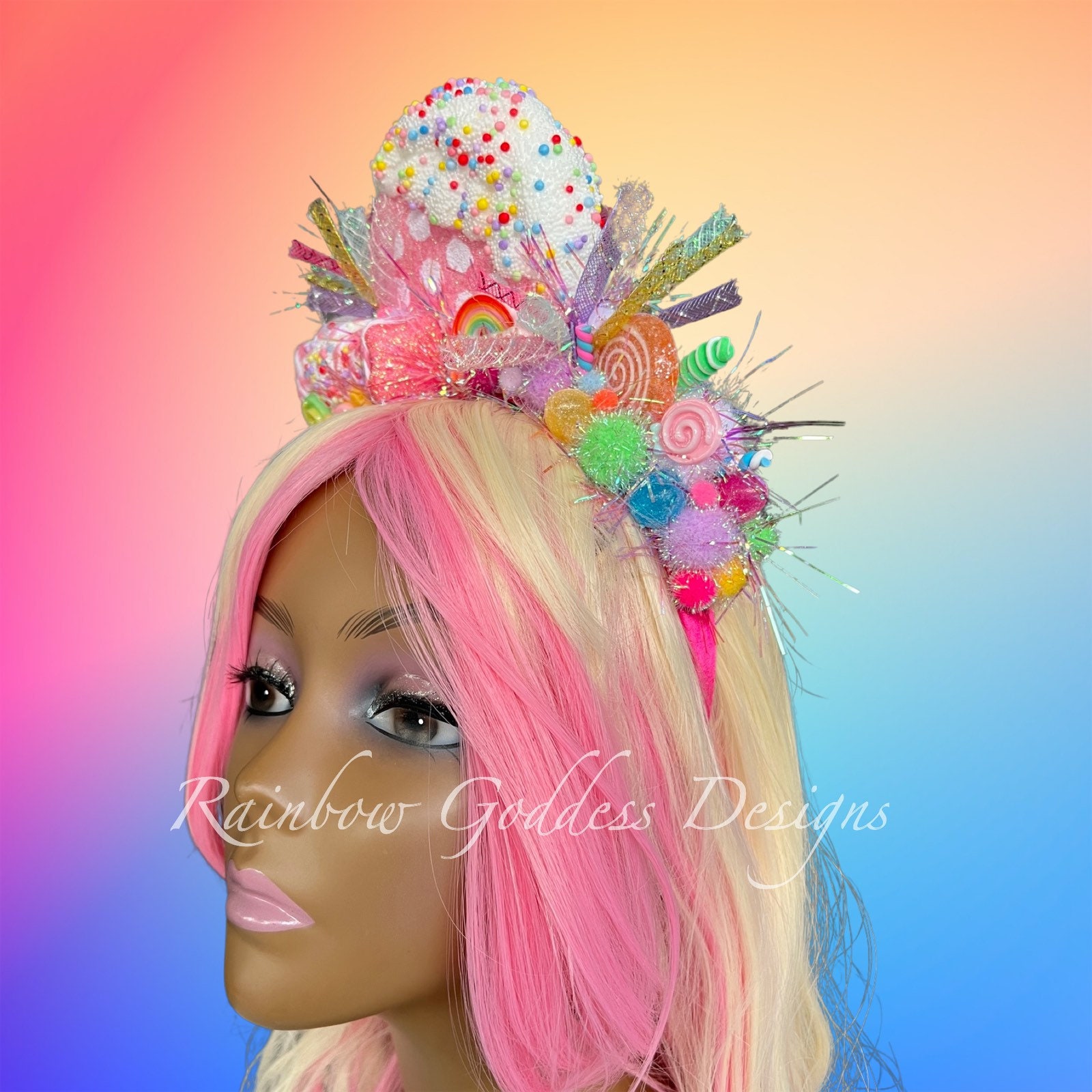 Rainbow Candyland Crown, Sweet Tooth Holiday Headpiece, Birthday Party Candy  Headband, Candy Costume Tiara, Holiday Photo Prop, Christmas