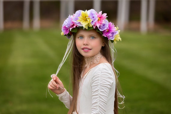 Spring Flower Crown, Floral Crown, Flower Crown Headband, Fairy Crown, Floral Headpiece, Flower Girl Headpiece, Festival Crown, Pastel Crown