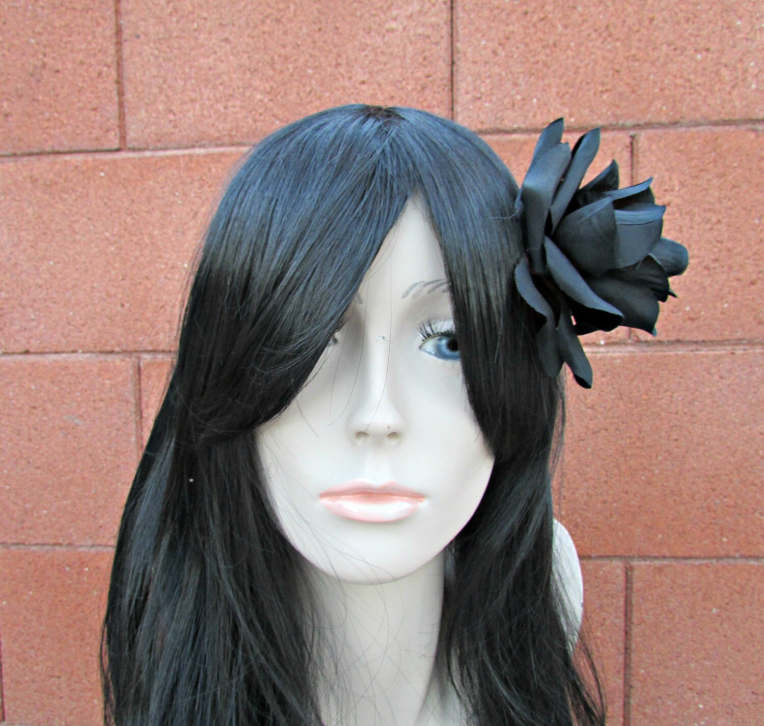 Rose Hair Clips Black Red Flower Clip Floral Hair Clip
