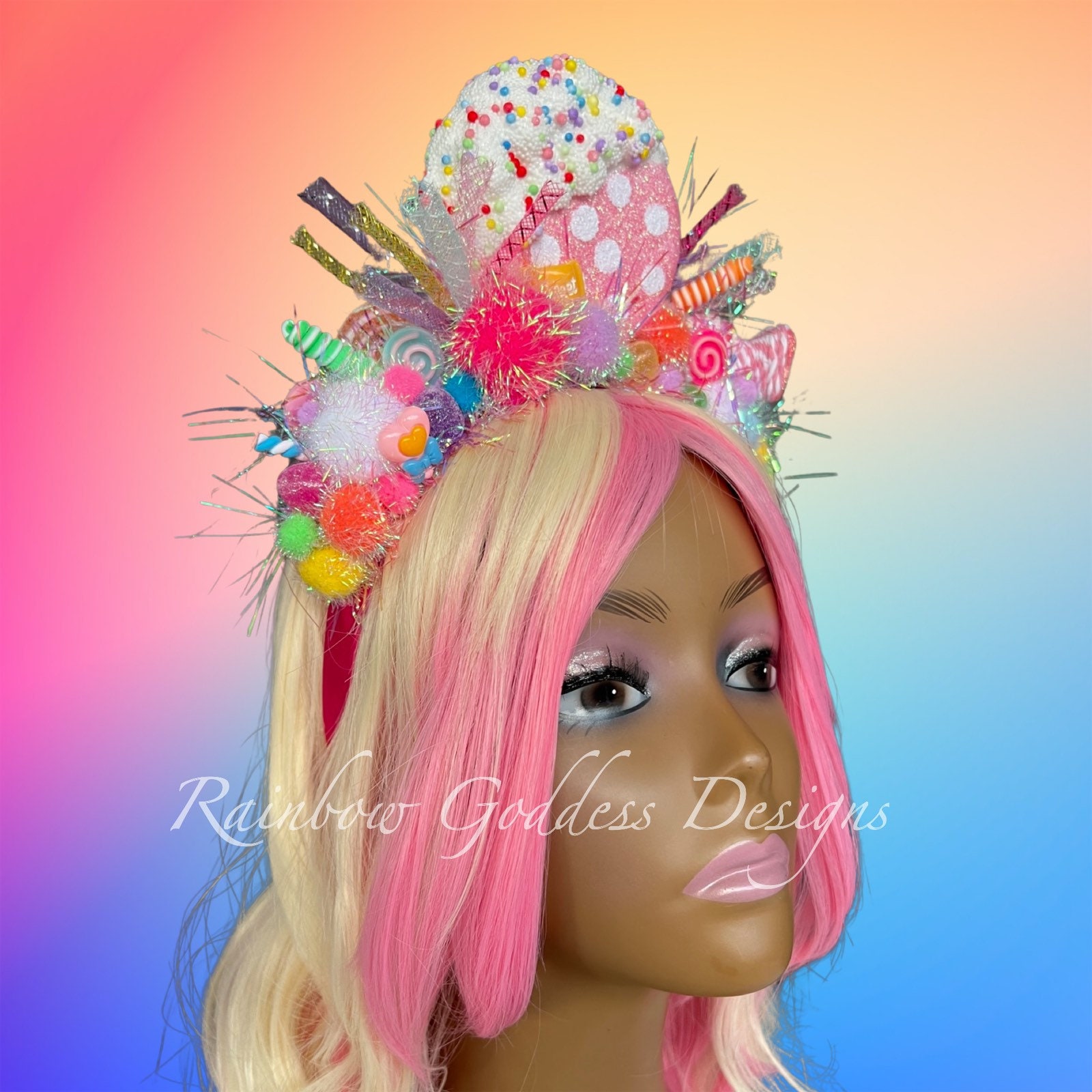 Candy Headband Treat Headband or Clip Candyland Bow Rainbow With Candy,  Treats and Tulle Bow for Candy Fairy Costume or Candyland Birthday -   Norway