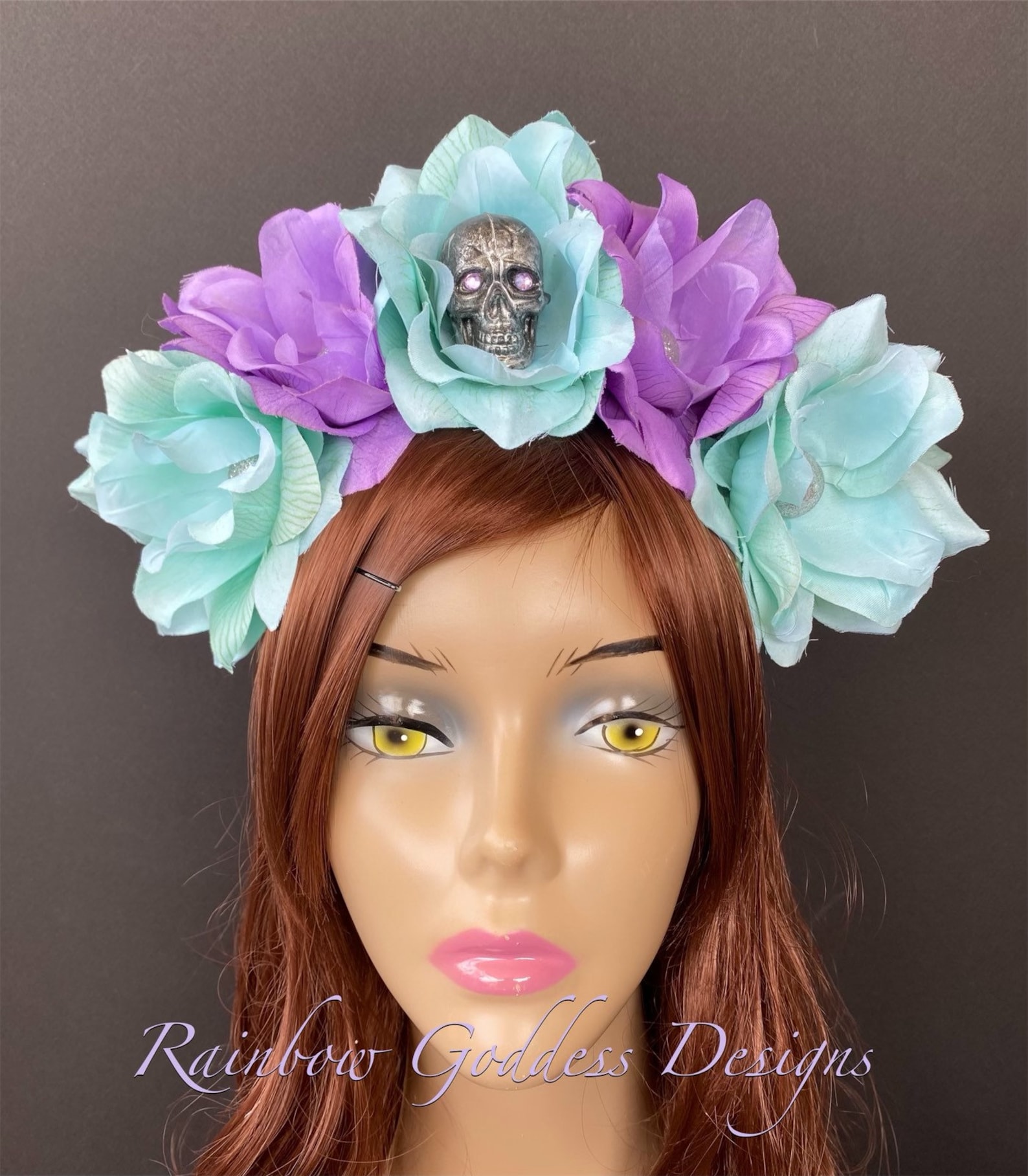 Purple and Blue Flower Crown Floral Headpiece Rose Headband Etsy