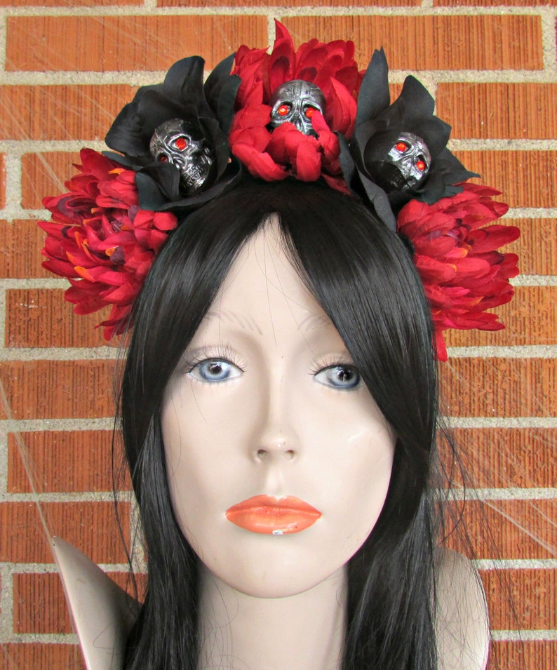 Flower Crown Rose Skull Crowns Day of the Dead Flower Crown Etsy
