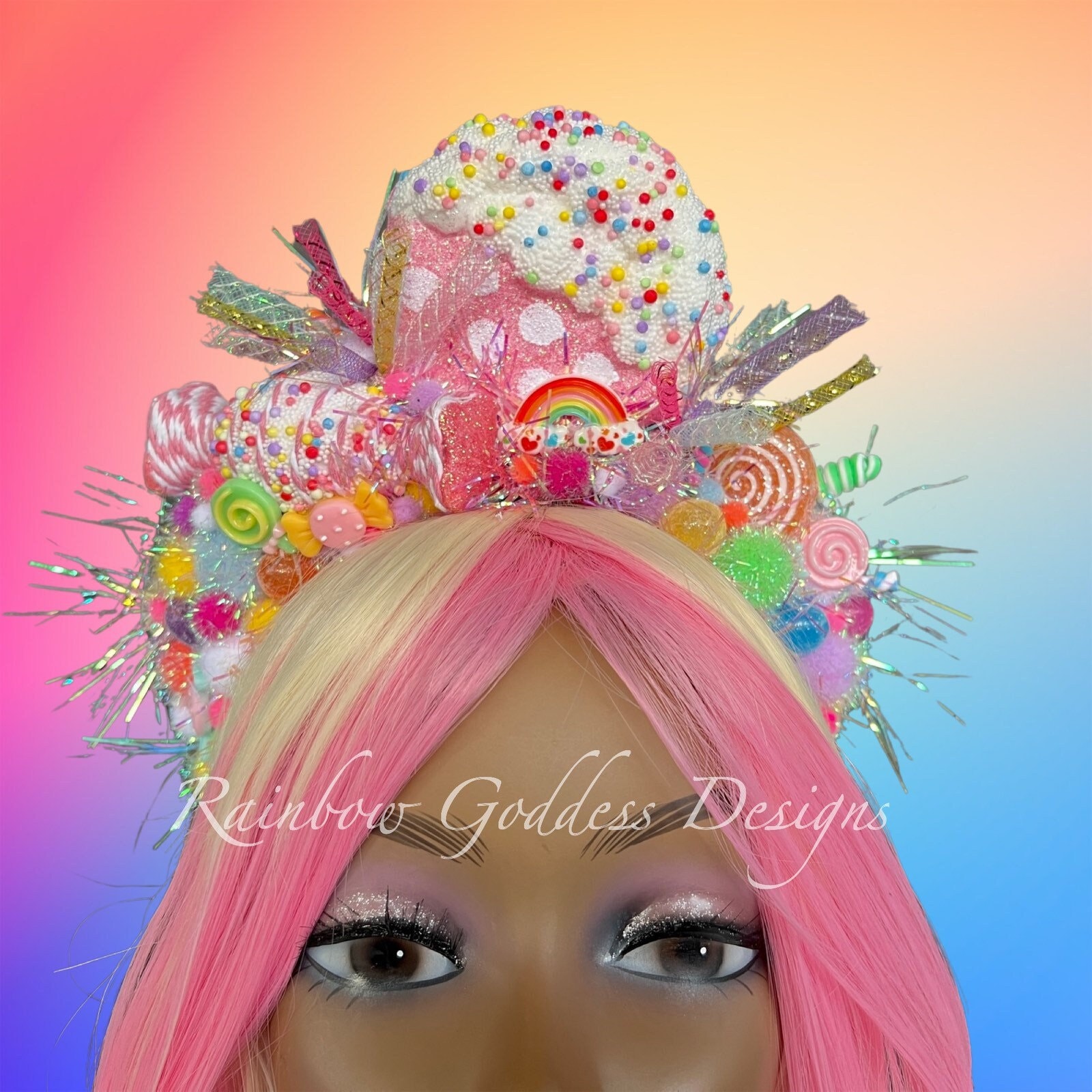 Rainbow Candyland Crown, Sweet Tooth Holiday Headpiece, Birthday Party Candy  Headband, Candy Costume Tiara, Holiday Photo Prop, Christmas