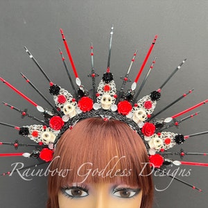 Dia de los Muertos Halo Crown: gotische suikerschedelzendspoel