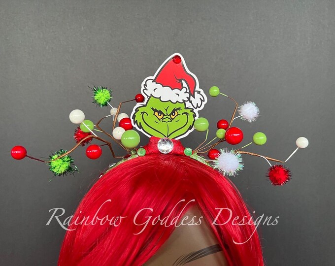 Grinch Headband Grinch Peppermint Headpiece Christmas Headband Grinch Headband Grinch Peppermint Headpiece Christmas Headband