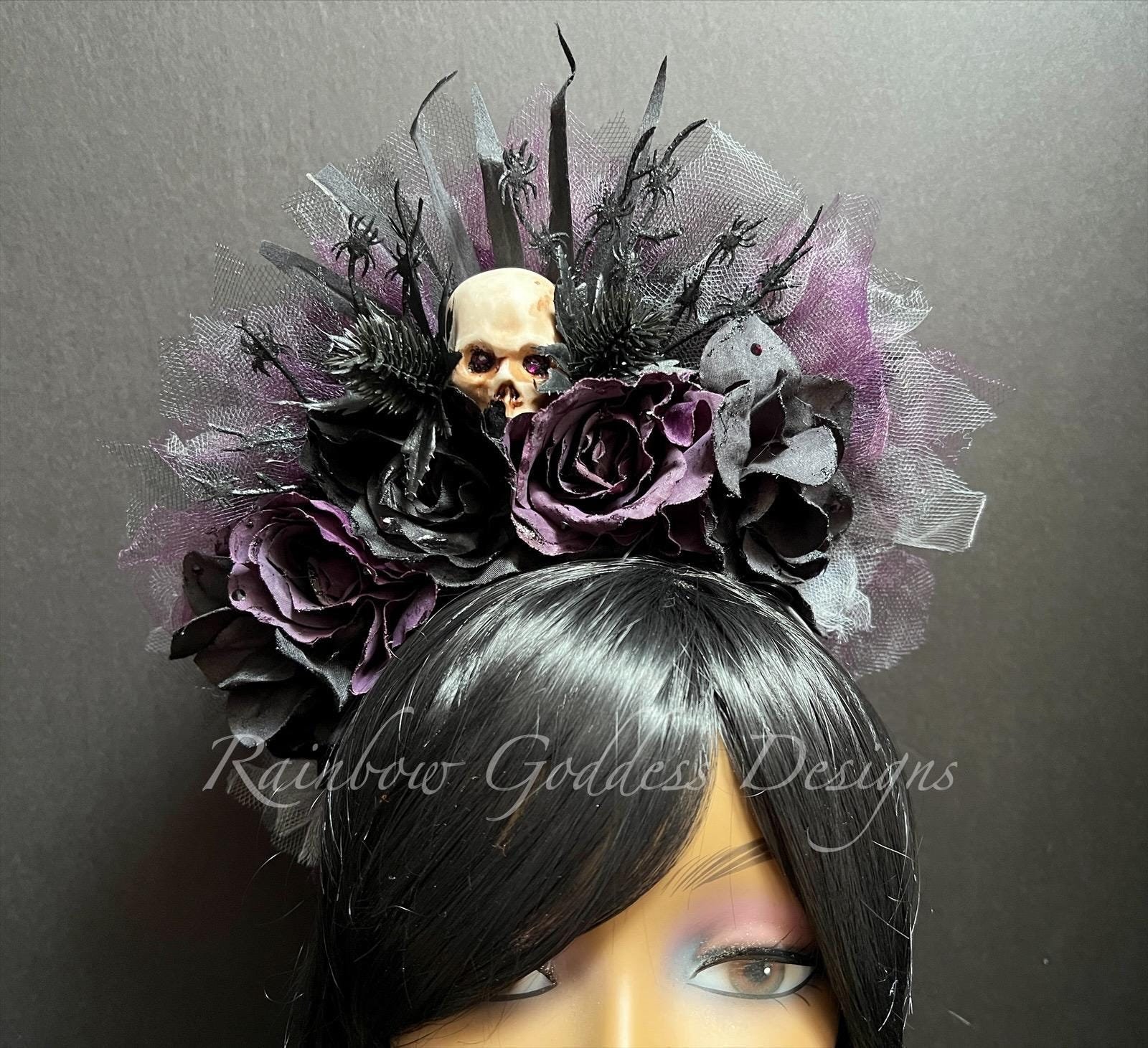 Purple Rose & Skull Hand Headband Adult Purple Rose & Skull Hand Headband Adult