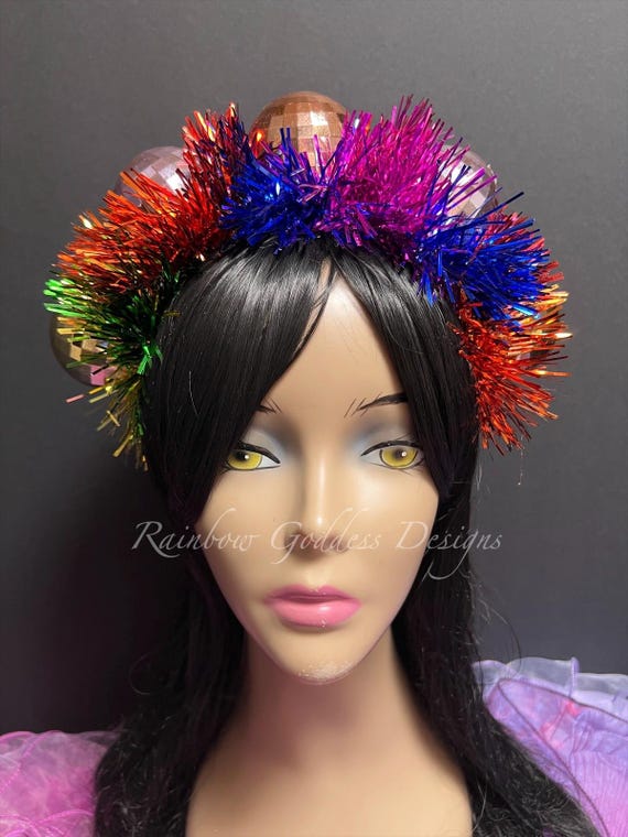 Sparkly Rainbow Disco Ball Headbands: Retro Disco Party Festival Fashion Accessories