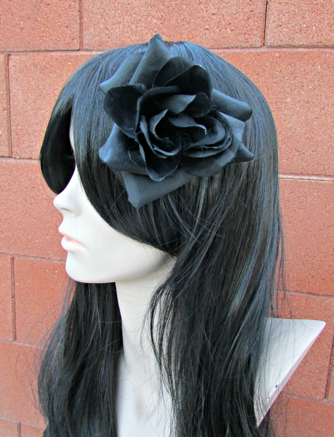 Rose Hair Clips Black Red Flower Clip Floral Hair Clip