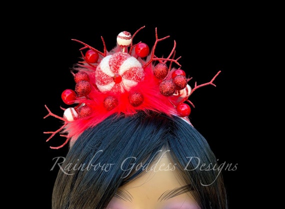 Peppermint Holiday Headband, Whoville Dr Seuss Christmas Fascinator, Ugly/Tacky Christmas Sweater Party Headpiece, Holiday Photo Prop,