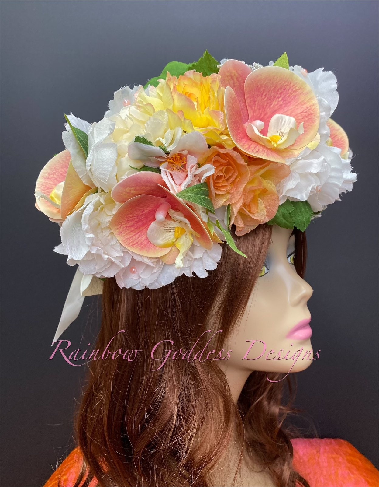 Orchid Flower Crown, Floral Crown, Tropical Crown, Floral Headpiece