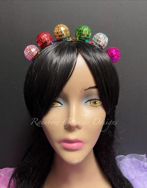 Mini Rainbow Disco Dream Mirror Headband – Sparkly Retro Festival & Party Accessory