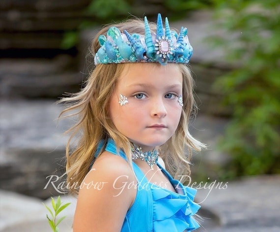 Blue & Pink Mermaid Crown, Mermaid Headband, Mermaid Headdress, Shell Crown, Mermaid Costume, Seashell Tiara, Crystal Crown, Beach Wedding