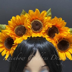 Sunflower Crowns, Floral Crown, Flower Crown Headband, Flower Head Wreath, Floral Headpiece, Festival, Day of the Dead, Fall, Autumn