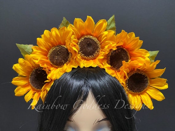 Sunflower Crowns, Floral Crown, Flower Crown Headband, Flower Head Wreath, Floral Headpiece, Festival, Day of the Dead, Fall, Autumn