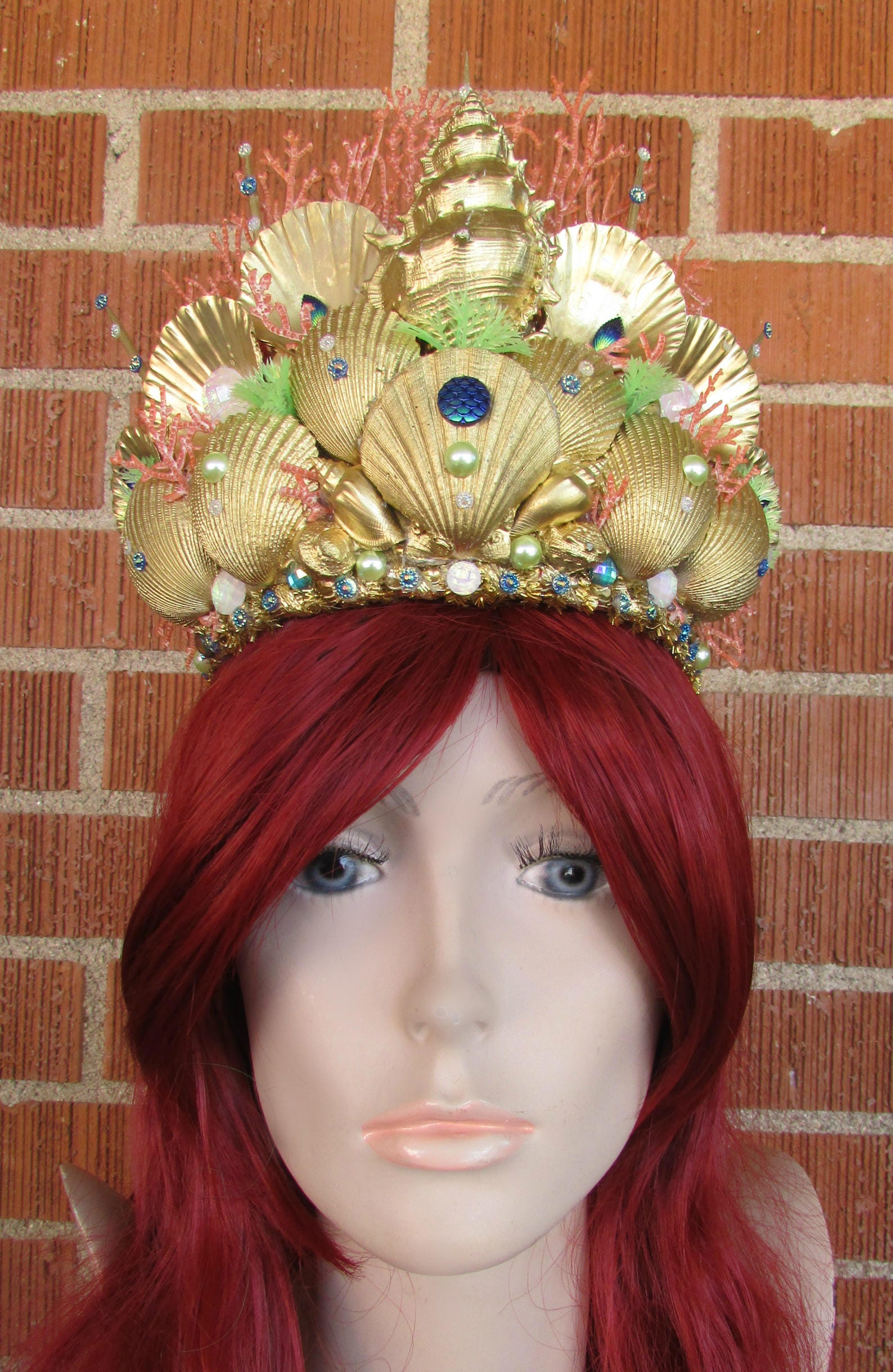 Shell Headband Gold Seashell Crown Goddess Pearl Decor Tiara