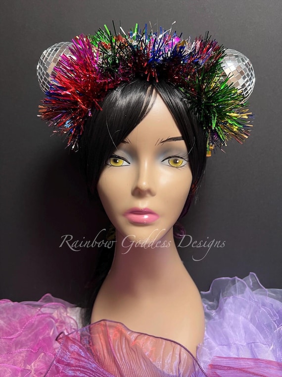 Sparkly Mirror Disco Ball Ear Headbands: Retro Disco Party Festival Fashion Accessories