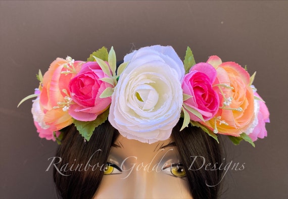 Spring Flower Crown, Floral Crown, Fairy Crown, Floral Headpiece, Flower Girl Headpiece, Festival Crown, Bridesmaid Crown