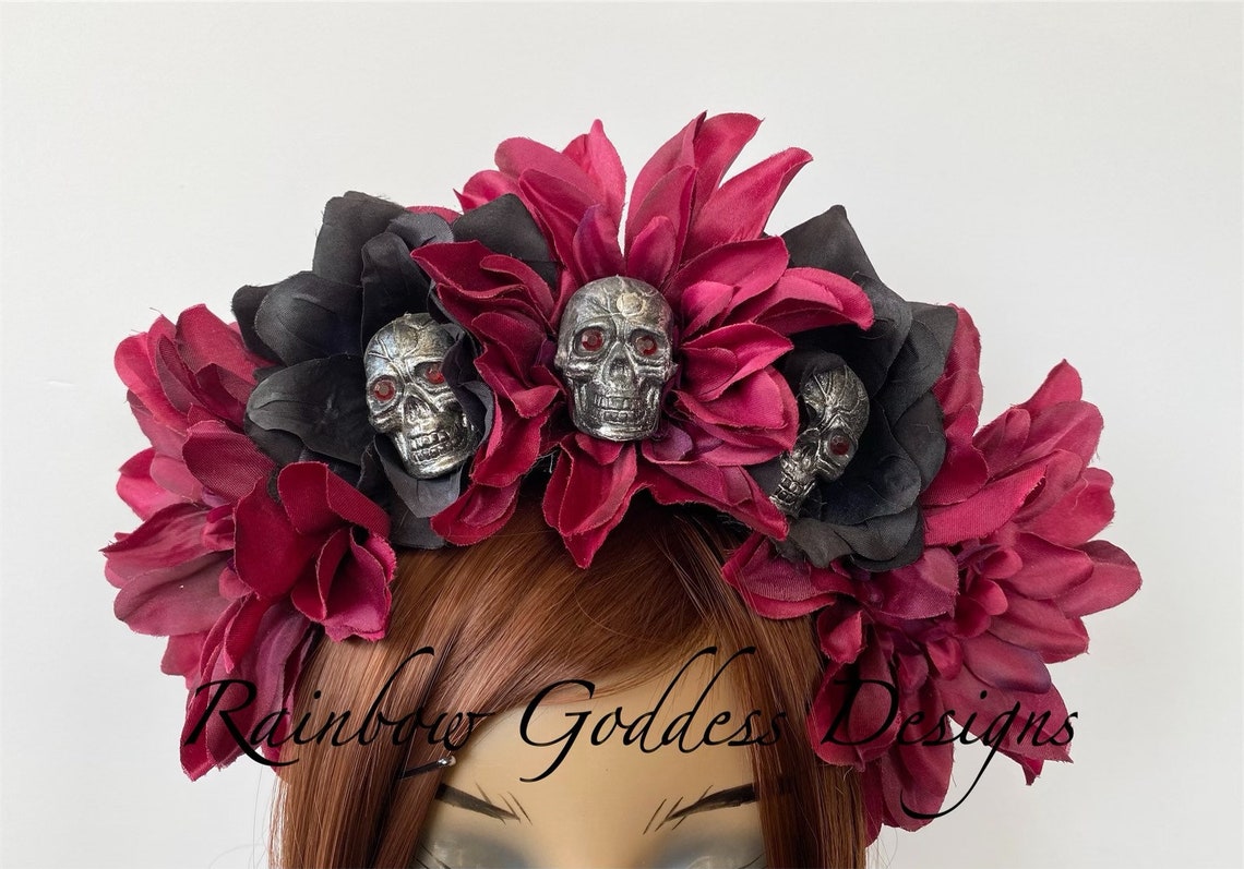 Rose Skull Crowns Day of the Dead Flower Crown Día de los Etsy