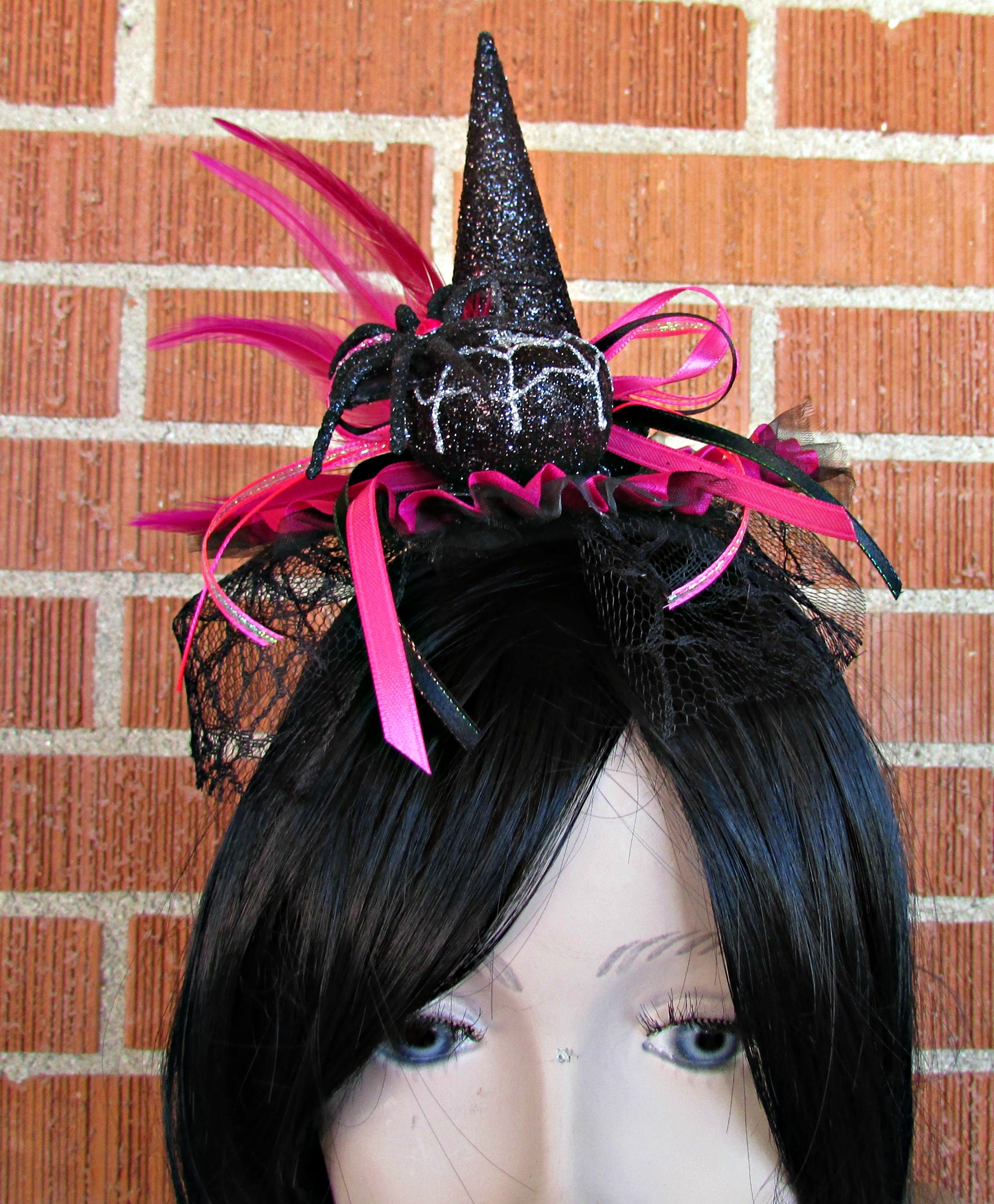 tiny witch hat rinestones on headband netting tiny witch hat rinestones on headband netting