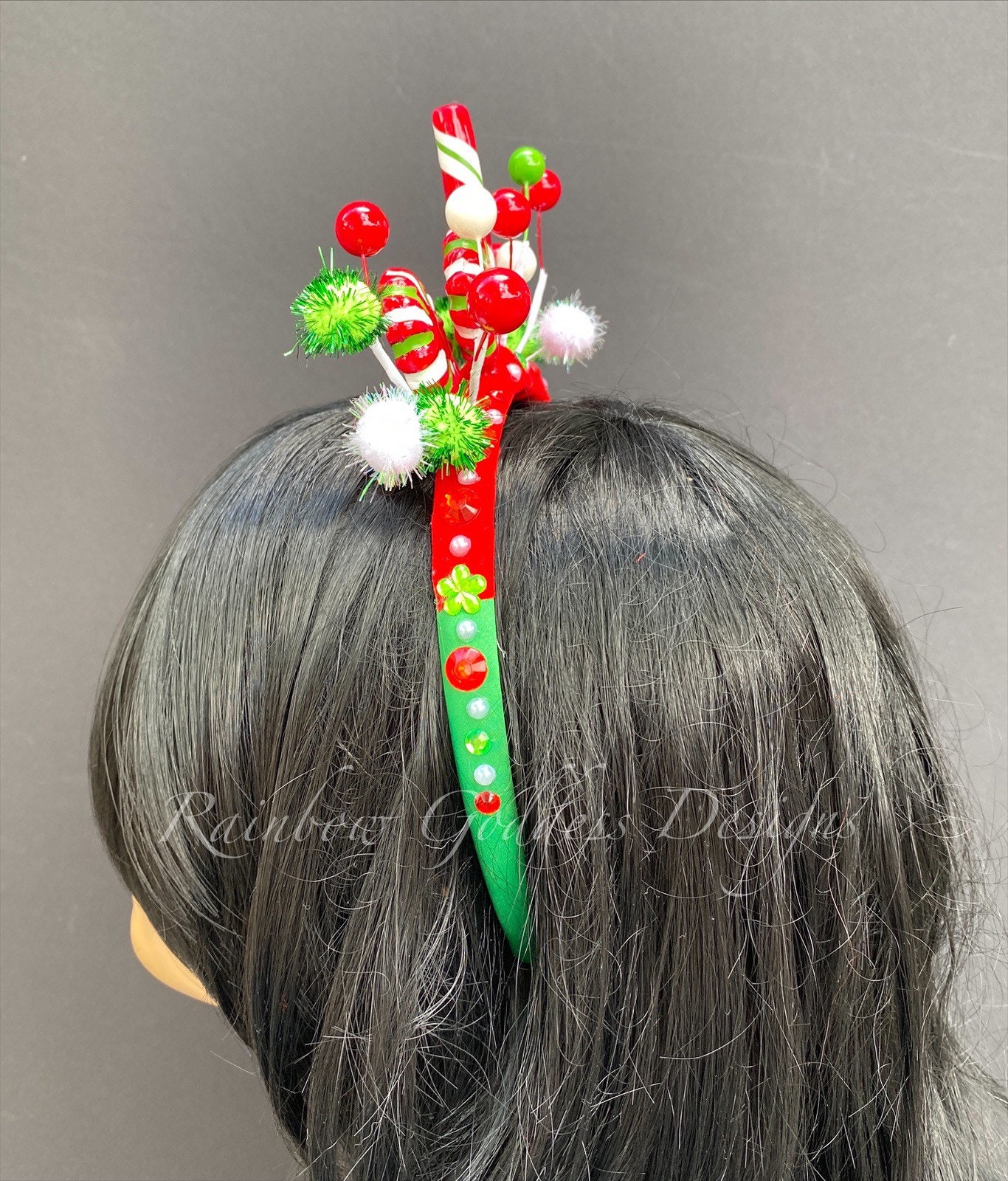 keusn candy cane and sequin mistletoe headband with gold tone glittery  christmas themed hair accessories for holiday parties sweater party  accessory 