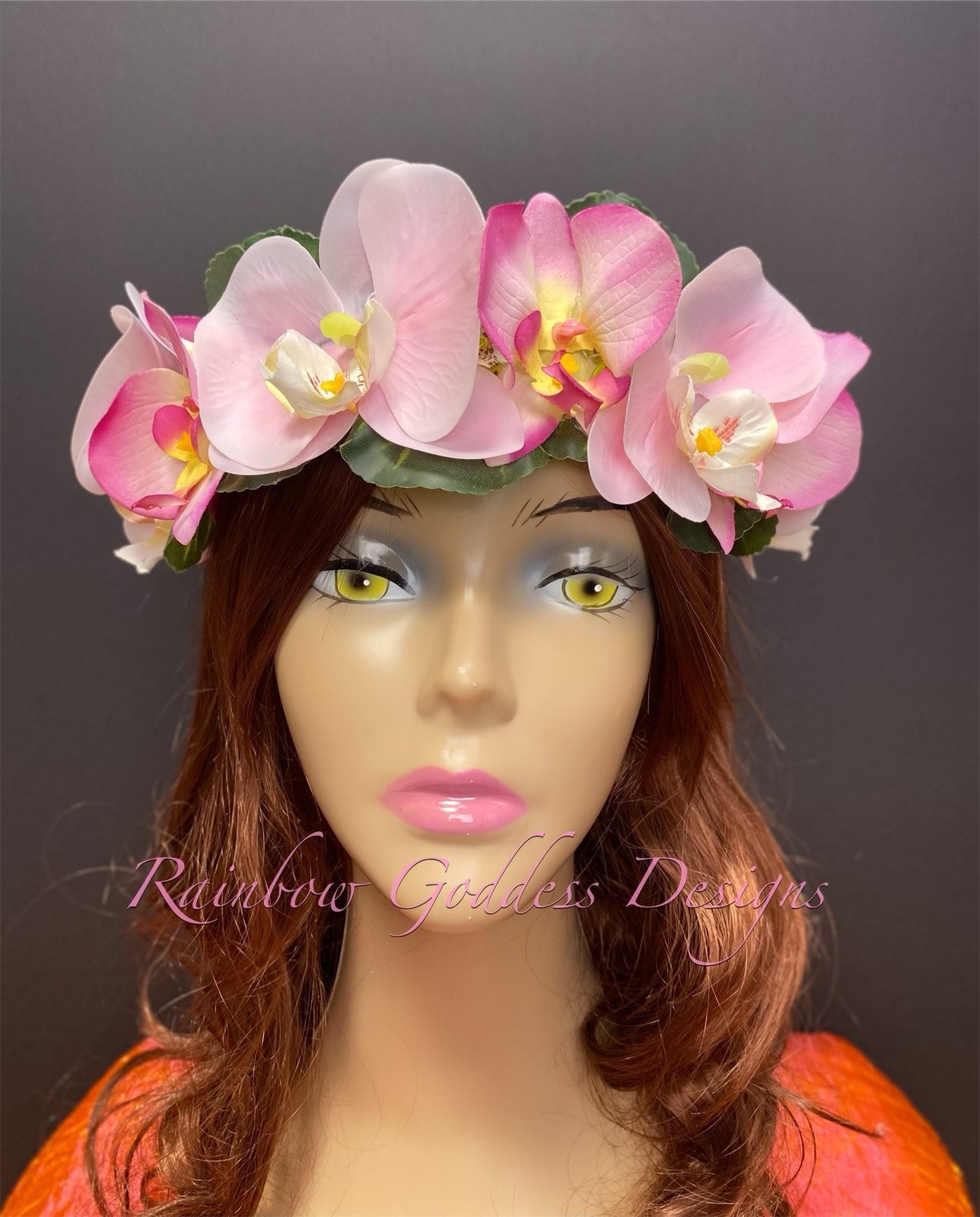 Pink Orchid Crown, Flower Crown, Tropical Crown, Floral Headpiece