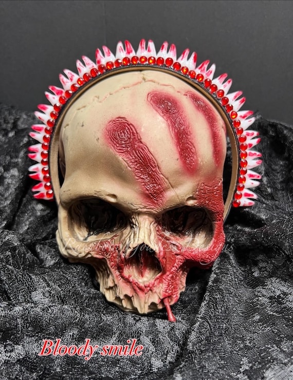 Teeth Crown Headband, Bloody Smile, Pearly White, Tooth Decay, Creepy Horror Headpiece, Halloween Costume