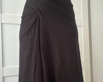 Gonna lunga vintage ISSEY MIYAKE autunno/inverno 2003 in lana con nodo, lunga, anni '90/'00, drappeggiata, nera, annodata, drappeggiata IS