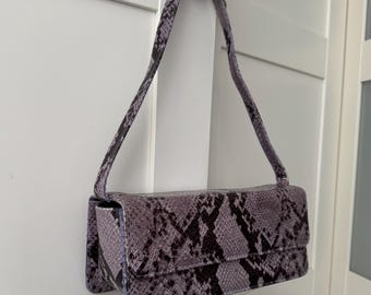 Vintage CHARLES JOURDAN box bag 80s handbag shoulderbag snakeskin y2k 90s animal python micro boxbag leather purple black lilac 50s 60s 70s