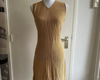 vintage GENNY Maglia knit dress summer knitted mini midi beige 90s cream beach cover up crochet