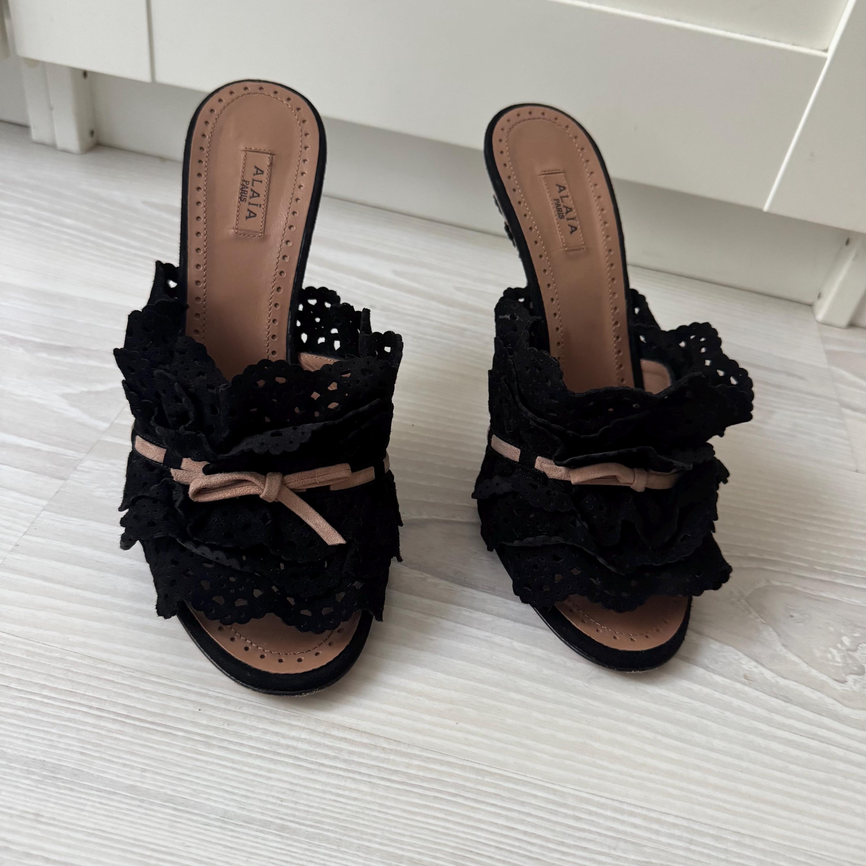 ヴィンテージ AZZEDINE ALAIA ミュール 38 アライア フリル サンダル