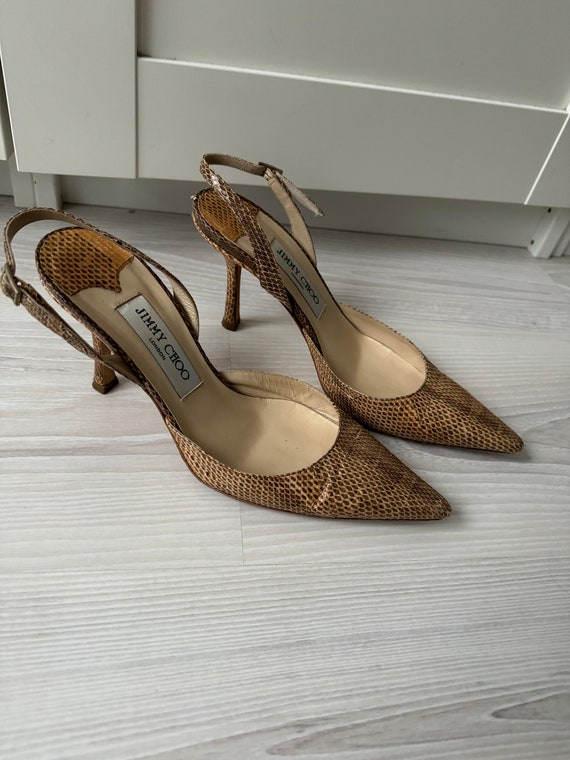 vintage JIMMY CHOO 37.5 slingback heels pointy sh… - image 1