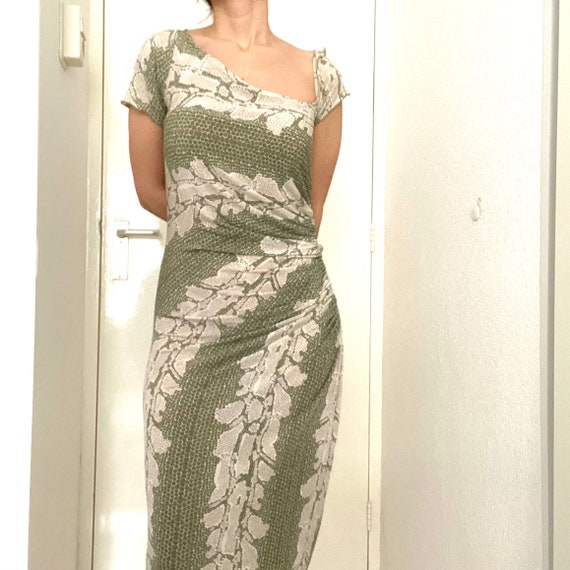 vintage UNGARO asymmetrical green printed summer b