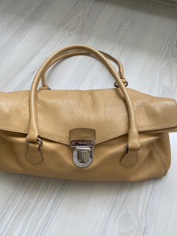 Vintage PRADA handbag shoulderbag leather 90s buck