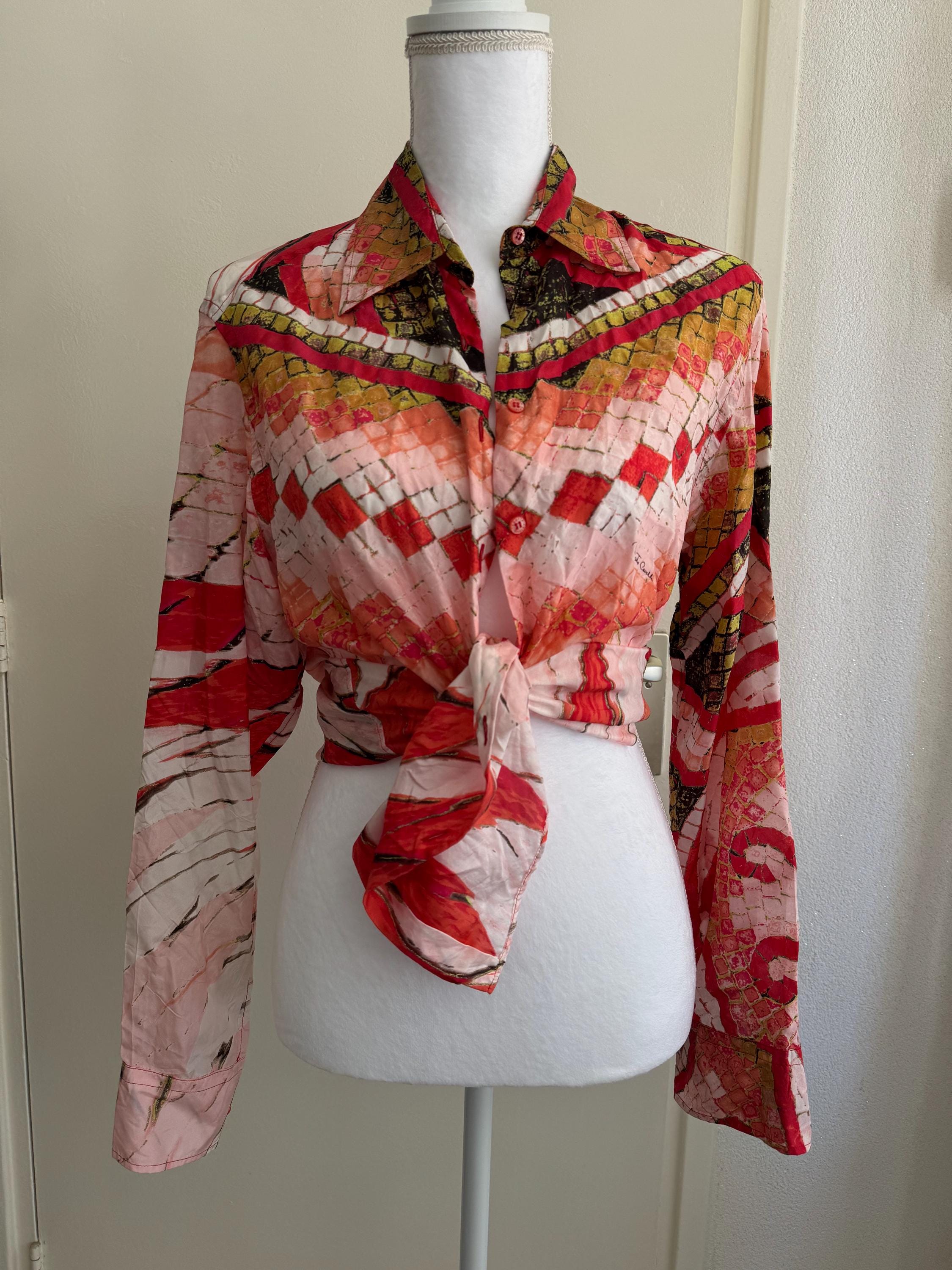 ジャケット・アウター birthdaybash  CAPE RIBBON BLOUSE Vintage ROBERTO CAVALLI S/s 2004 Silk Blouse Multicolor
