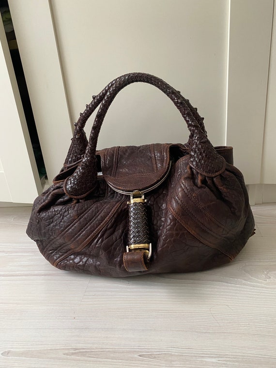 Vintage FENDI Spy Handbag Leather Brown 00s It-bag Shoulderbag 