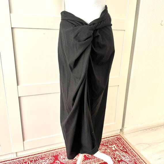 Vintage DRIES VAN NOTEN Knotted Wool Maxi Skirt Knot Wrap Low  