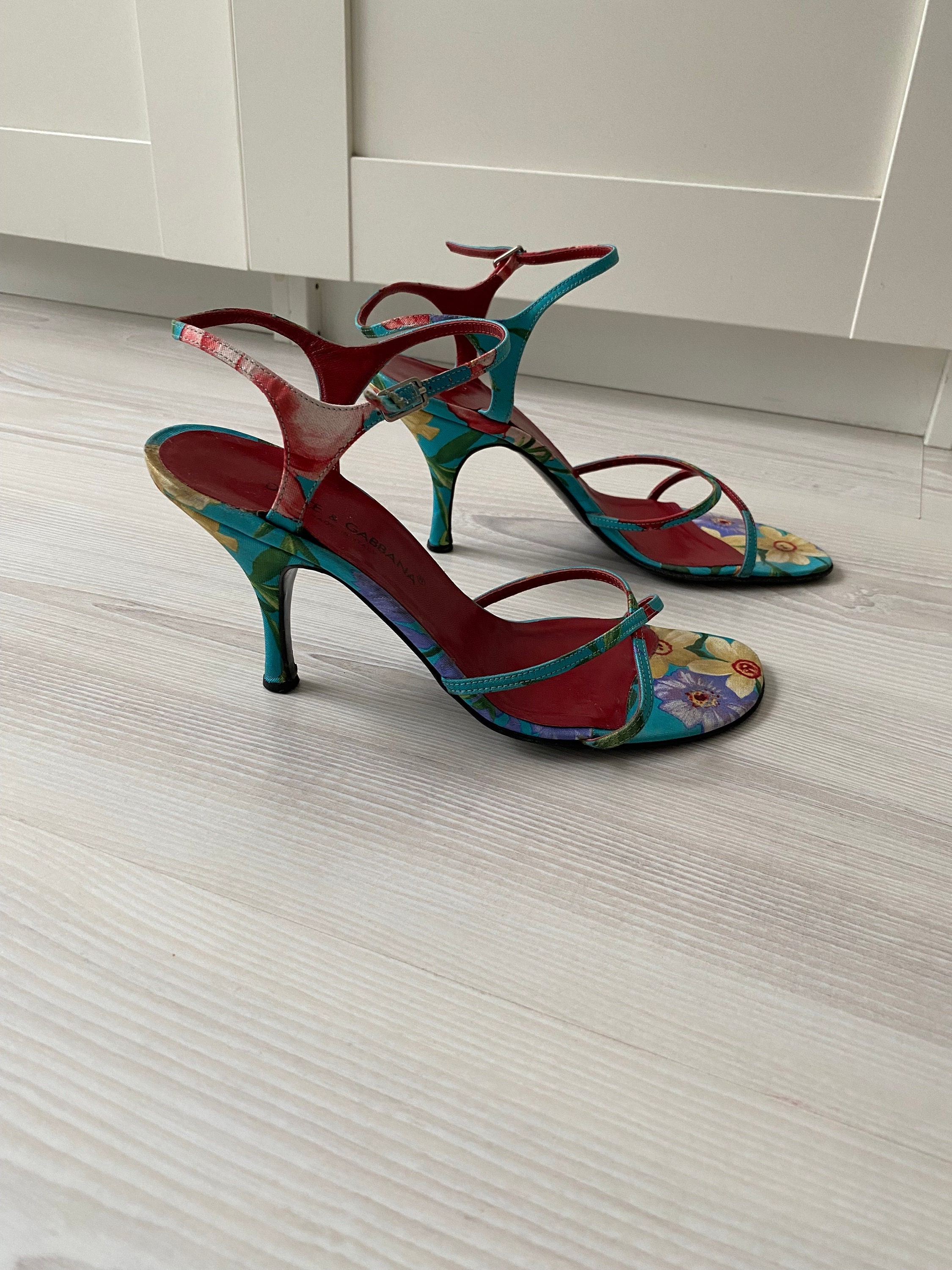 Vintage DOLCE AND GABBANA Floral Heels Sandals Flowers 90s