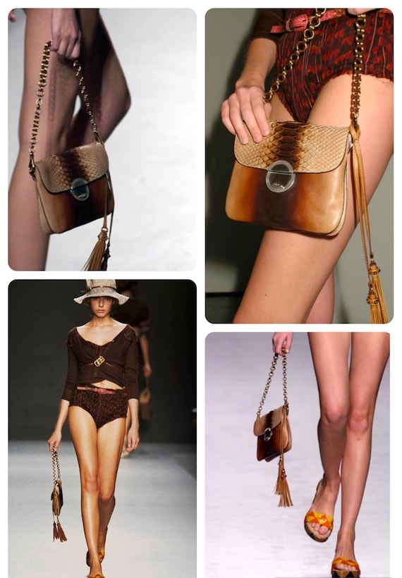 Vintage PRADA S/s 2004 Handbag Bag Shoulderbag Purse Leather Brown