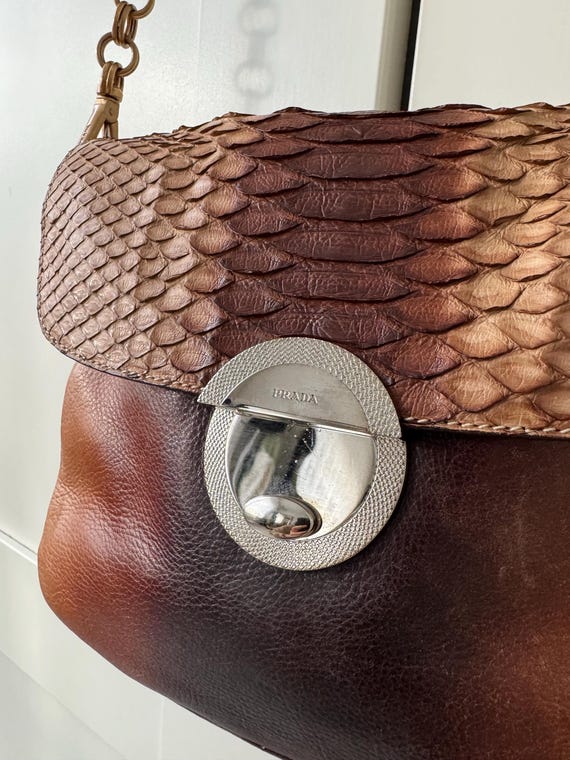 Vintage PRADA S/s 2004 Handbag Bag Shoulderbag Purse Leather Brown