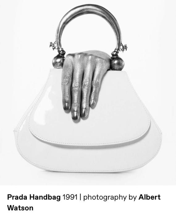 Vintage PRADA F/w 1990 Handbag Black Leather 90s Pegasus Archival