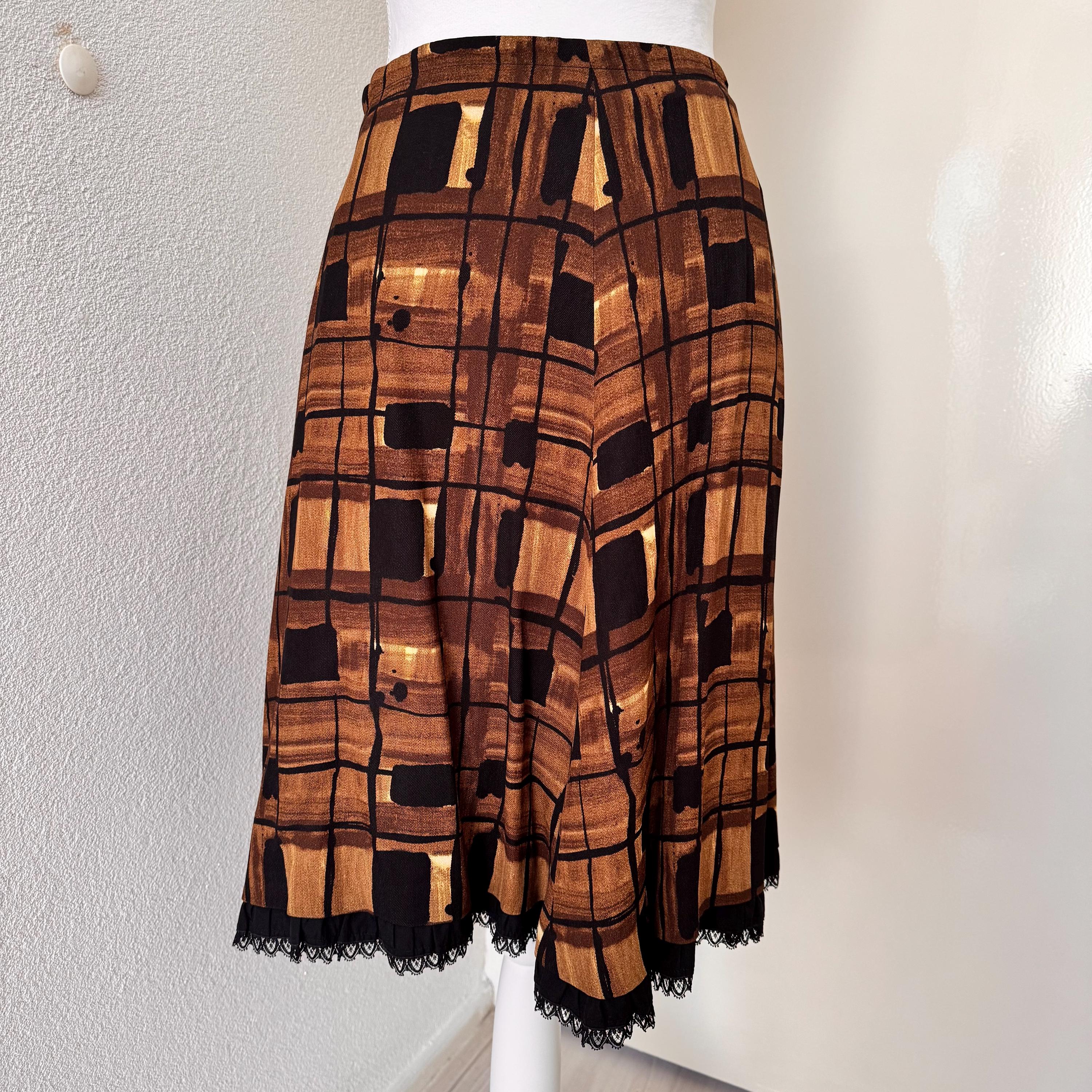 Vintage PRADA F/w 2010 Skirt Brown Beige Circle Ruffles Lace
