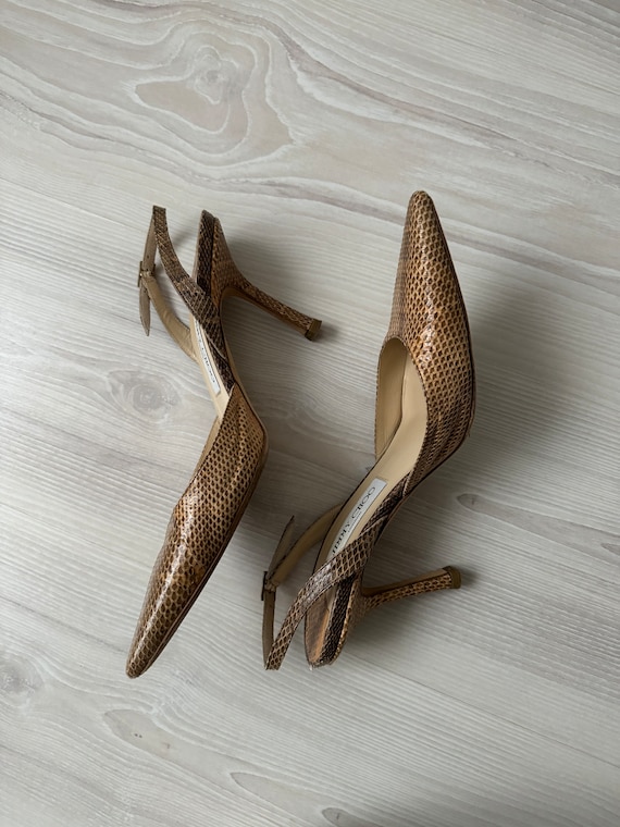 vintage JIMMY CHOO 37.5 slingback heels pointy sh… - image 4