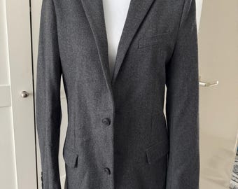 Blazer vintage in lana UNITED COLORS of BENETTON grigio, oversize, comodo, stile anni '90, aderente