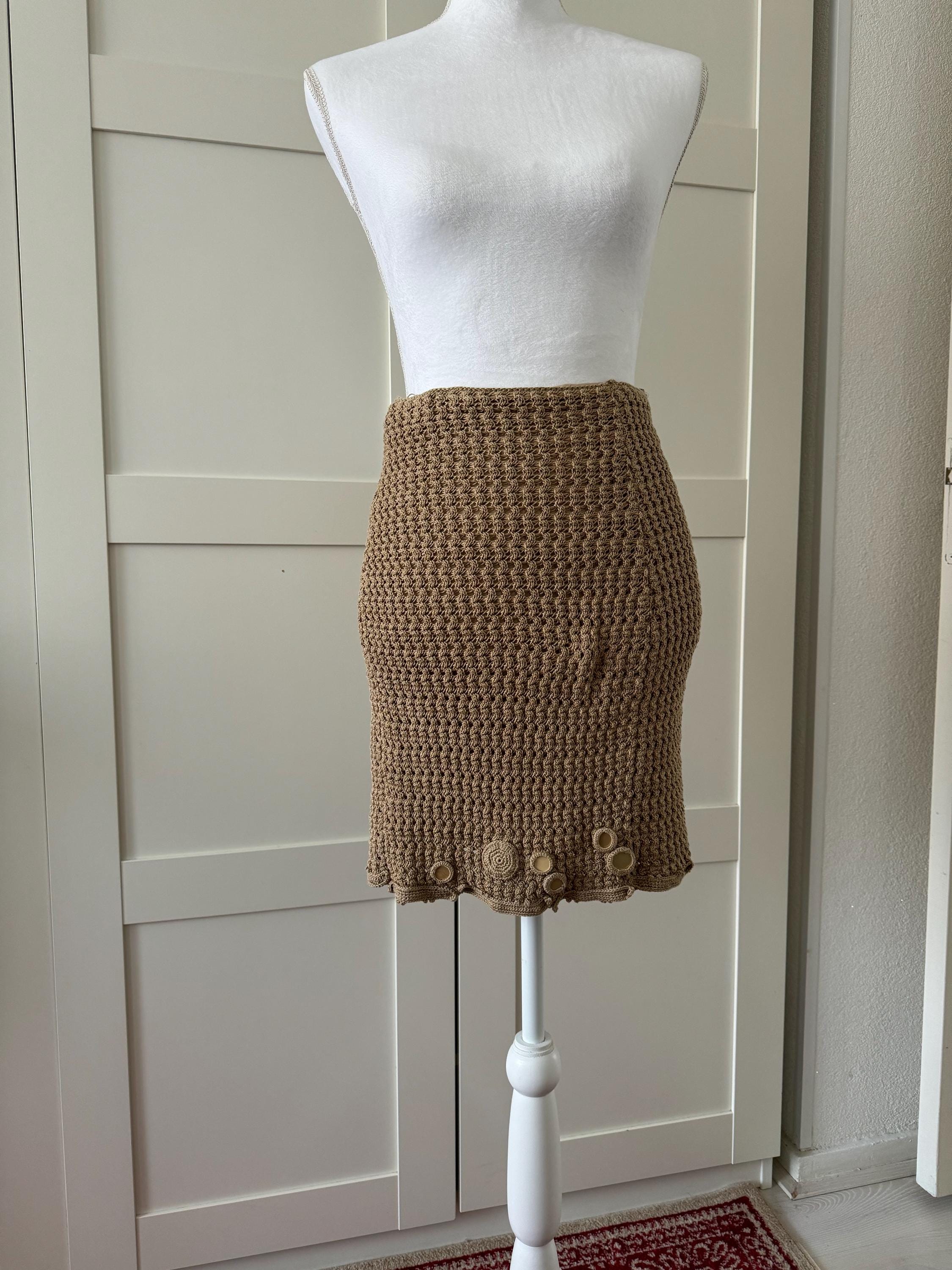 スカート 00s miumiu Archive Leather knitted skirt 00s miumiu Archive Leather knitted skirt
