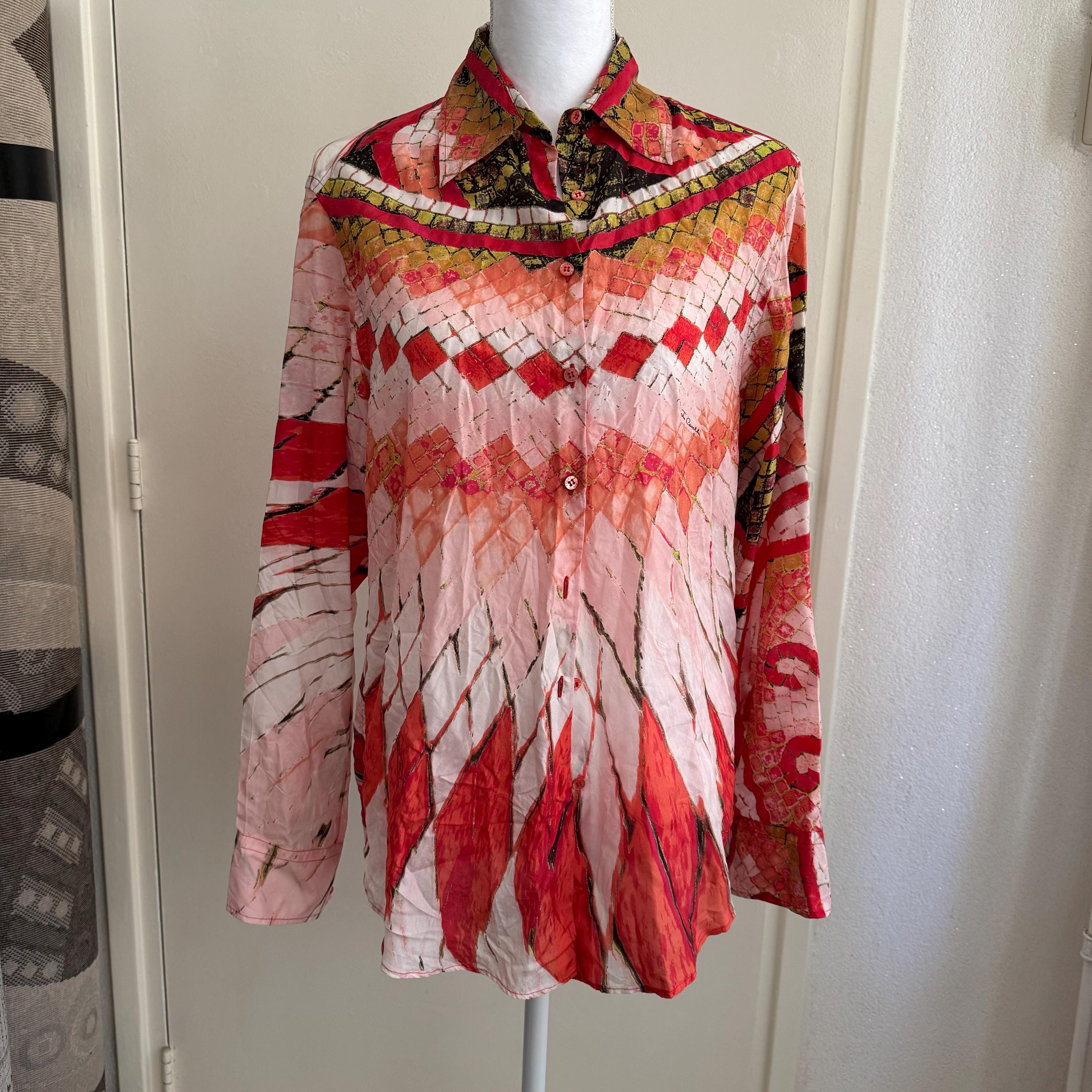 ジャケット・アウター birthdaybash  CAPE RIBBON BLOUSE Vintage ROBERTO CAVALLI S/s 2004 Silk Blouse Multicolor