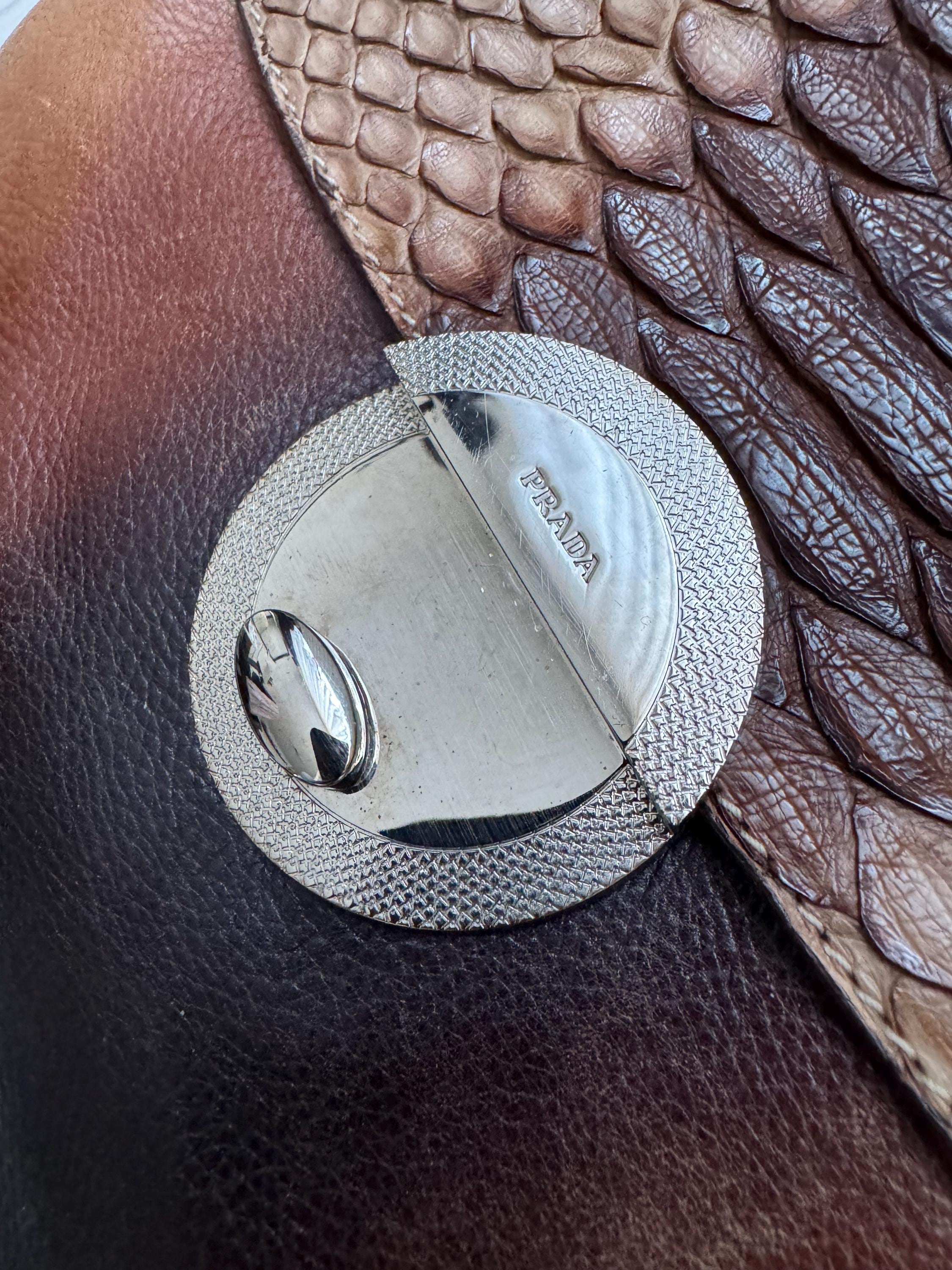 Vintage PRADA S/s 2004 Handbag Bag Shoulderbag Purse Leather Brown