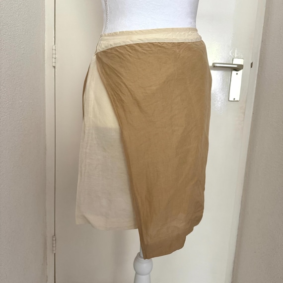 Vintage KENZO JUNGLE Linen Silk Cotton Mini Skirt Layered Wrap