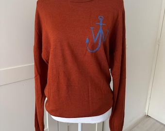 JW ANDERSON autunno inverno 2021 maglione di lana a maniche lunghe terracotta ruggine bruciata maglione arancione unisex morbido girocollo manica lunga retrò passerella merino medio